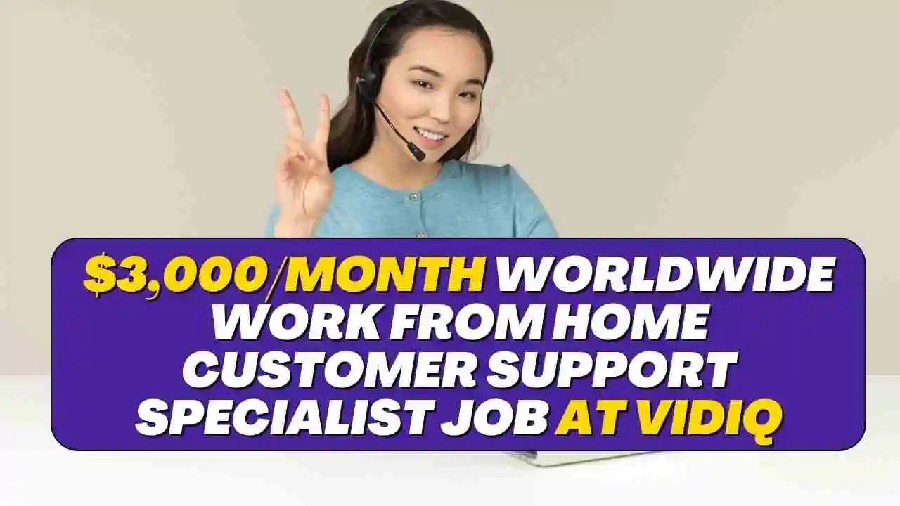 $3,000/Month Worldwide Work From Home Customer Support Specialist Job at VidIQ